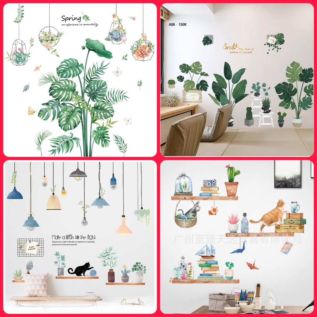 Tranh Decal dán tường Decor trang trí Spa Cây Xanh Phong Cảnh Phòng Ngủ Phòng Khách - Tranh dán tường cho bé - Có Sẵn Keo tự dính-Phong Cách Hàn Quốc