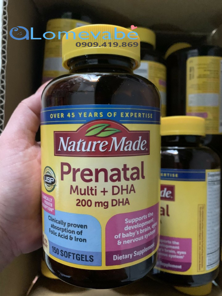 Vitamin bà bầu prenatal multi dha nature made