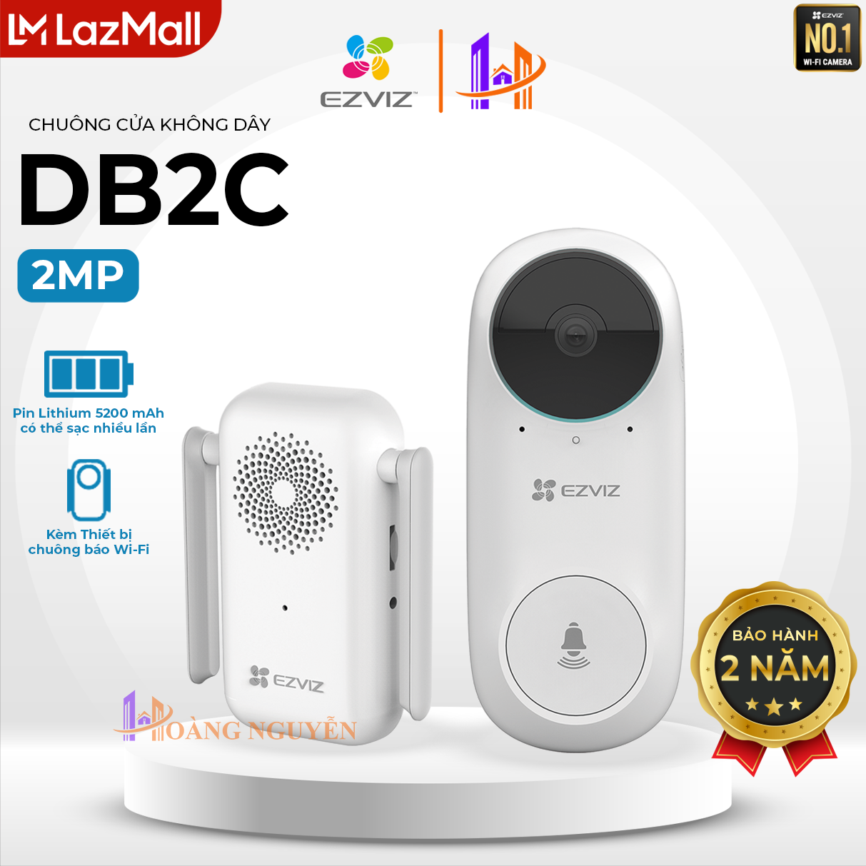 [LAZMALL] Bộ chuông cửa có hình không dây CS-DB2C (CS-DB2C-A0-1E3WPBR) - Chào Mừng Đến Với EZVIZ Hoang Nguyen Authorized Store