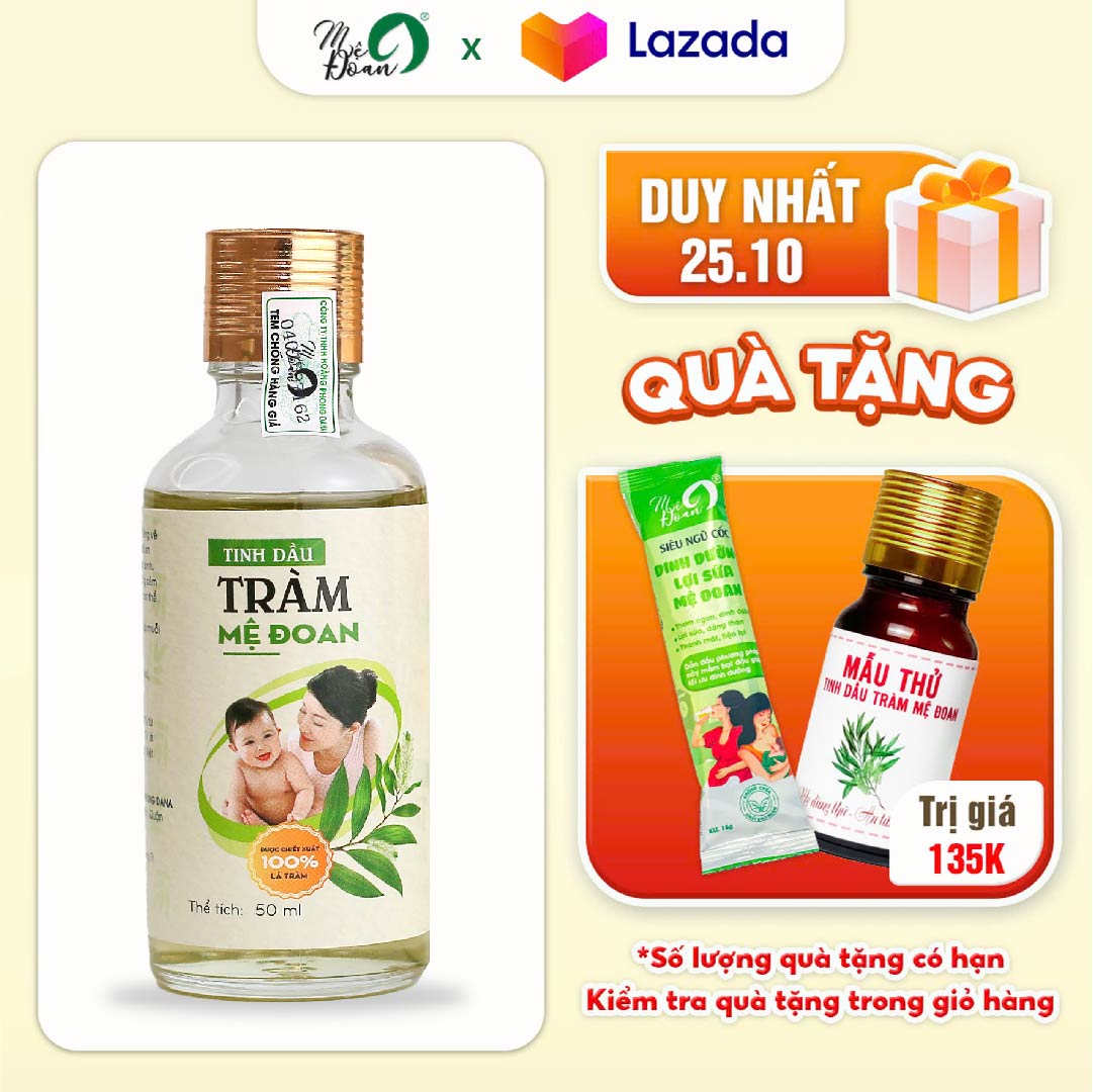 Tinh dầu tràm cho bé, nguyên chất, giữ ấm. Tinh dầu tràm gió Mệ Đoan cho bé sơ sinh 50ml