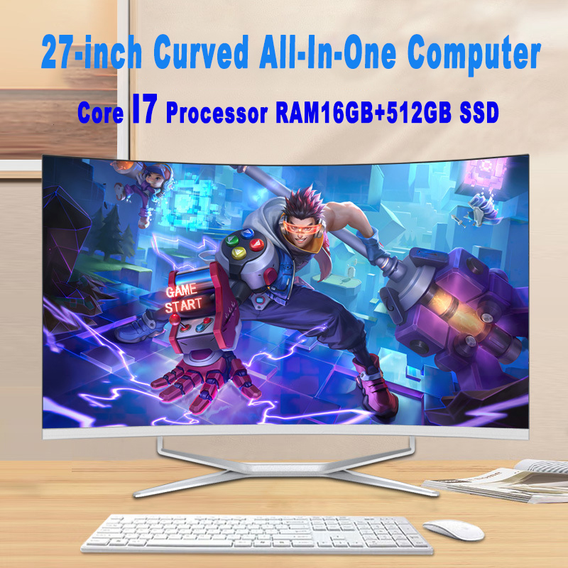 Asus factory 2024 all-in-one high-end surface core i7/i3 machine free wireless keyboard and mouse ram16gb+512gb ssd all-in-one desktop computer 1080p eye protection 2800r hdmi/vga dcr gaming monitor 75hz mva fhd meets windows 10/11