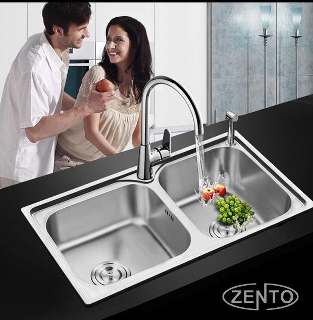 Chậu rửa bát inox 2 hố zento SK7842