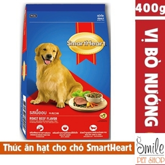 [RẺ NHẤT] Thức ăn hạt khô SMARTHEART cho chó lớn vị bò nướng 400gr - Smile Pet Shop