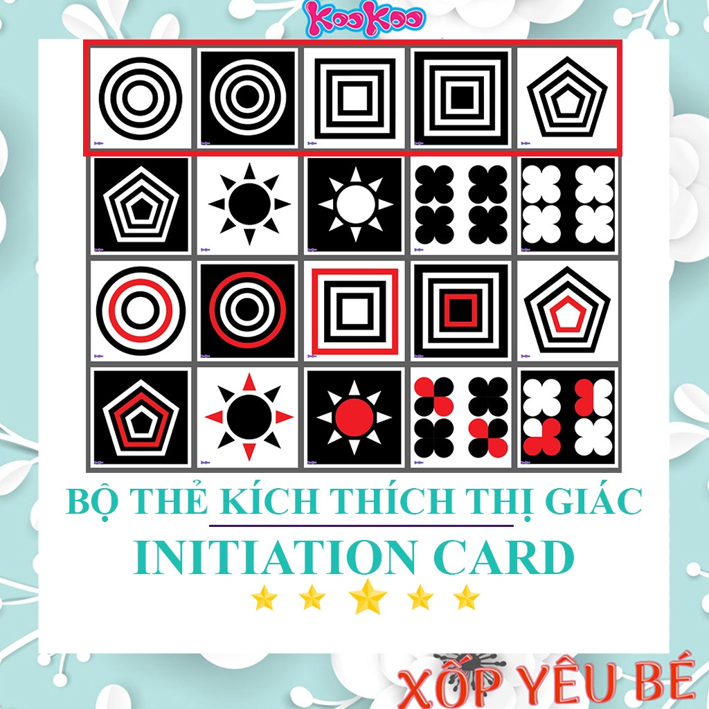 Thẻ Kích Thích Thị Giác Cho Trẻ Chuẩn Phương pháp giáo dục Montessori, Kích Thích Thị Giác [Bộ 5 Thẻ]