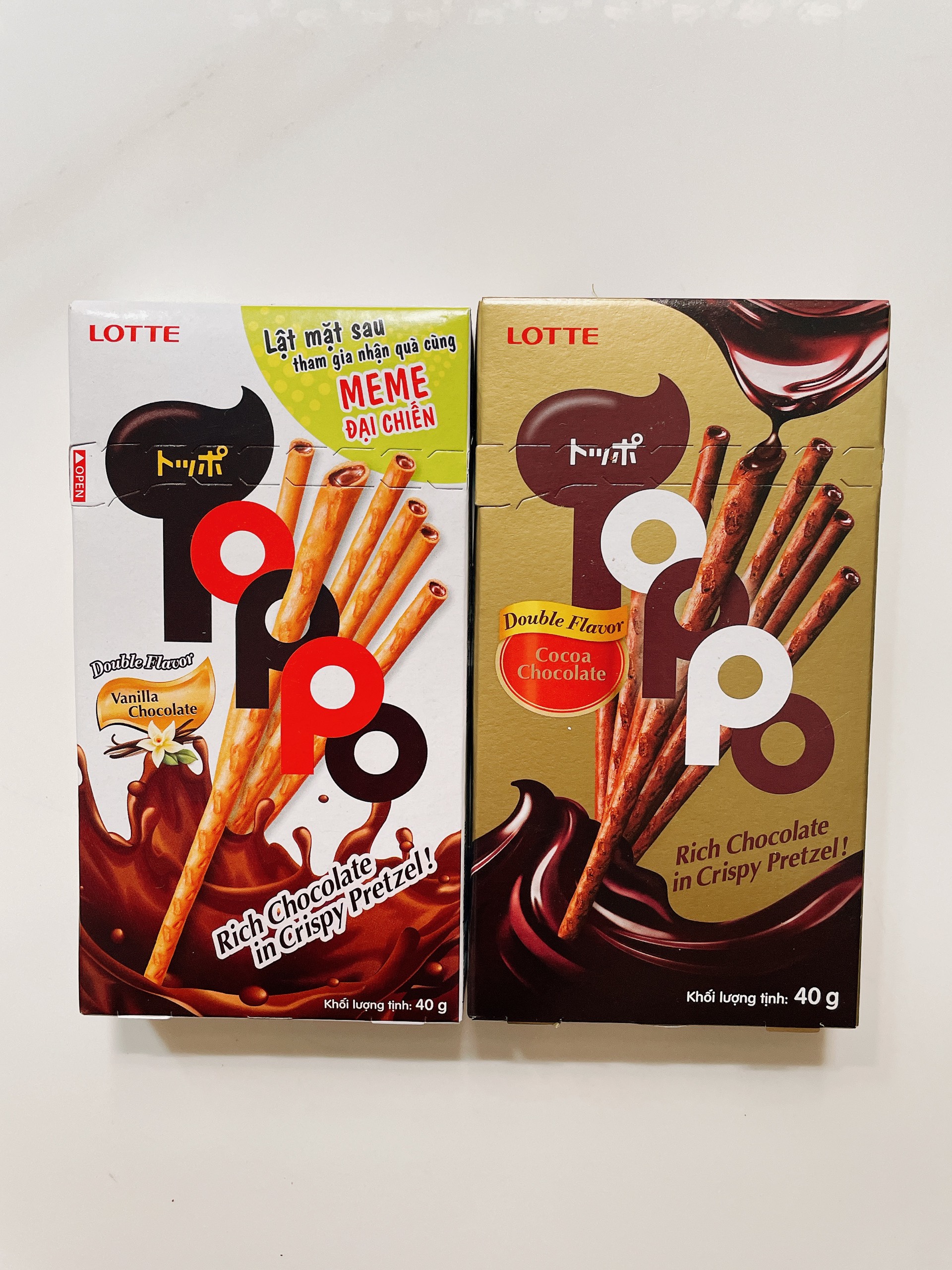 COMBO 5 HỘP BÁNH QUE TOPPO LOTTE HƯƠNG VANI NHÂN SOCOLA