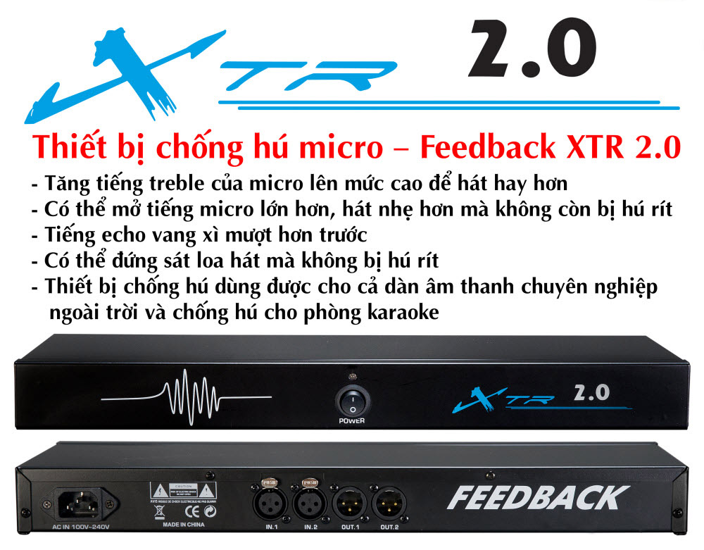 Thiết bị chống hú micro karaoke feedback xtr 2.0 - bộ chip xử lý âm thanh micro tốt - sử dụng cho dàn âm thanh như loa micro mixer amply sử dụng xtr 2.0 tiếng hát tuyệt vời không cắt bớt căn chỉnh tần số nào trên mic.