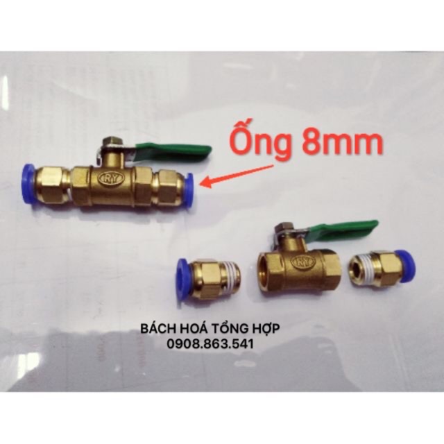 Van khoá đồng ống 8 ly,Dùng khoá nước vòi máy phun sương