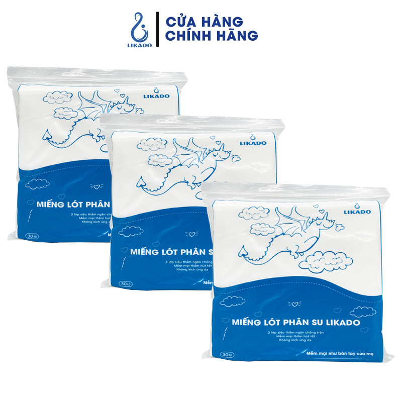 Miếng lót phân su cho bé LIKADO 3 lớp (COMBO 3 GÓI) 1 túi 30 miếng