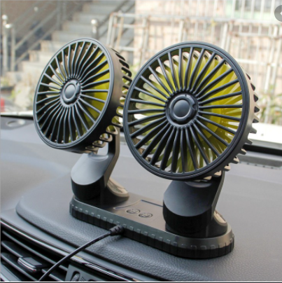 Quạt đôi mini, quạt làm mát không khí, quạt điều hòa, quạt điện xoay 360 độ trên ô tô, xe hơi, bàn làm việc (loại mới nhất)