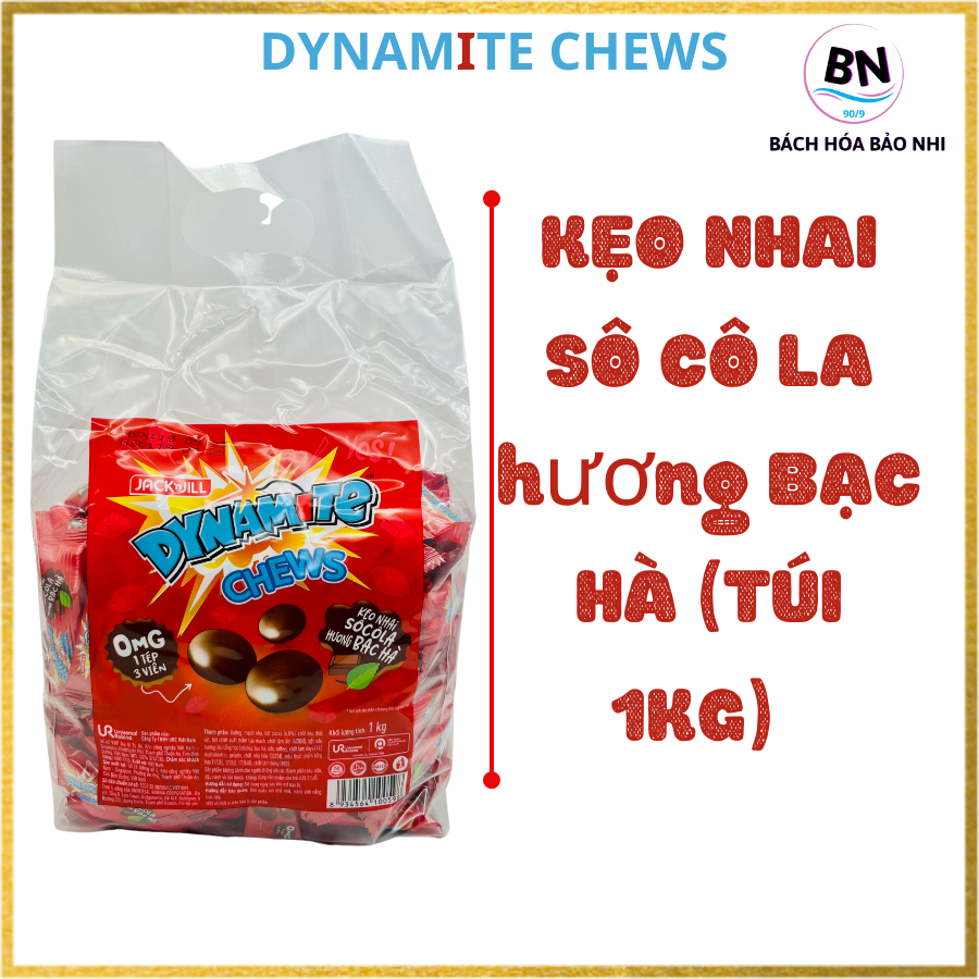 Kẹo nhai 3 viên sô cô la hương bạc hà - dynamite chews choco mint candy bách hóa bảo nhi