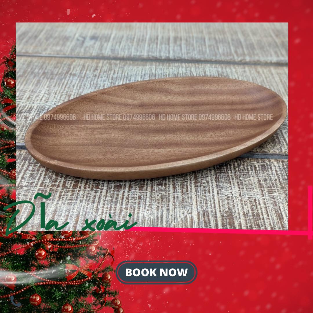 [Dụng cụ nhà bếp hiện đại] - Dĩa hột xoài bằng gỗ xà cừ nguyên khối, xuất xứ Việt Nam