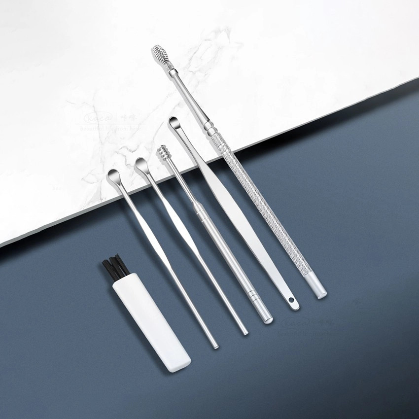 Bộ dụng cụ ngoáy tai, lấy ráy tai, massage tai inox 7 món