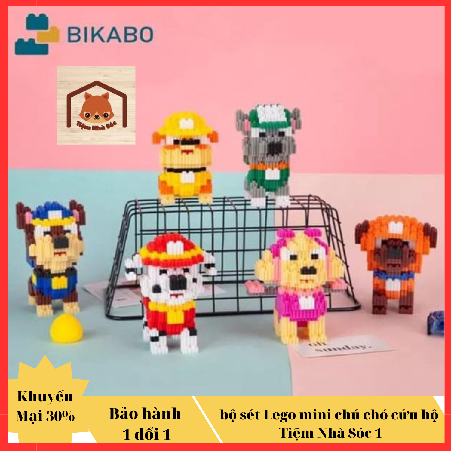 Lego mini,Bộ 6 chú chó cứu hộ side lớn, Đồ chơi lego 3D