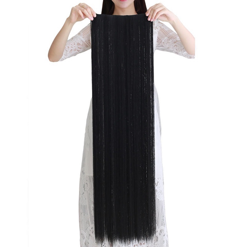 Kiểu tóc thẳng dài 100cm tóc nối tổng hợp tóc nối màu nâu đen tự nhiên chịu nhiệt cho nữ