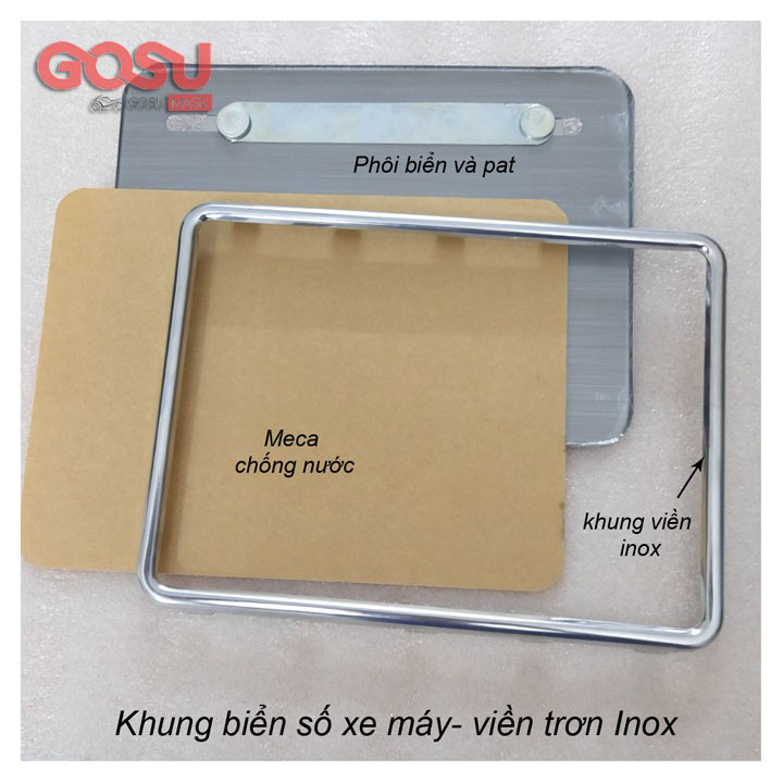 Khung biển số xe máy- Viền trơn inox một bộ