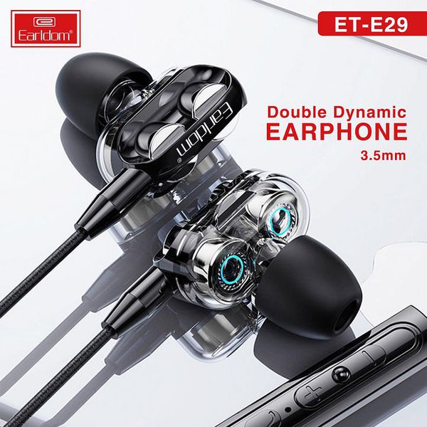 Tai nghe jack tròn 3.5mm dual driver earldom e29, cam kết hàng đúng mô tả, chất lượng đảm bảo an toàn đến sức khỏe người sử dụng