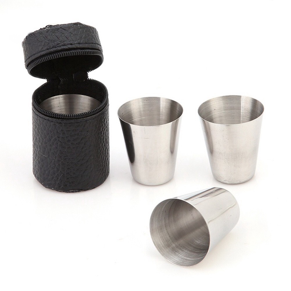 Bộ 4 ly uống rượu mini bằng inox thể tích 30ml tiện dụng khi đi du lịch