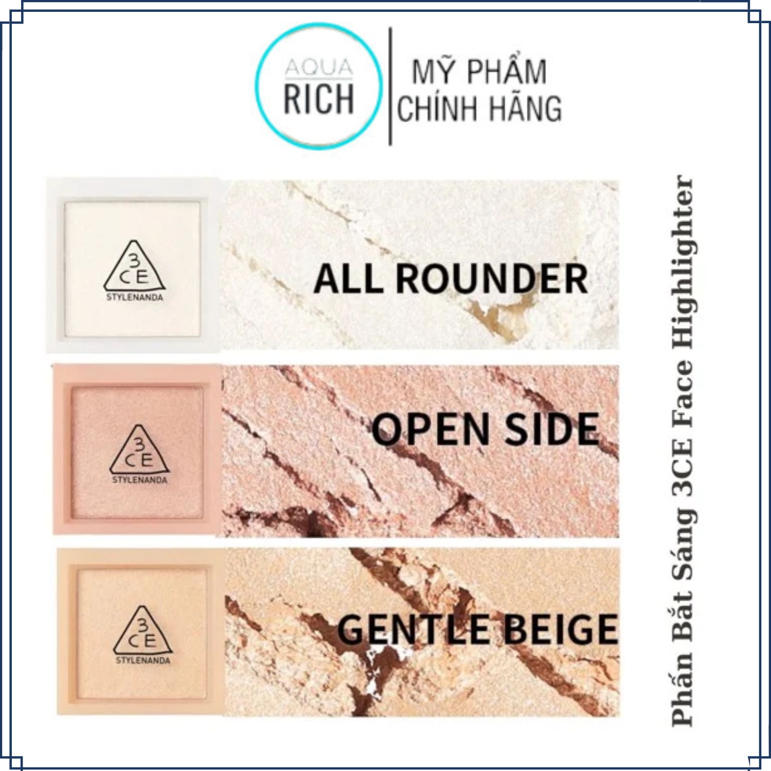 Phấn bắt sáng 3ce face highlighter hộp vuông 4,8g