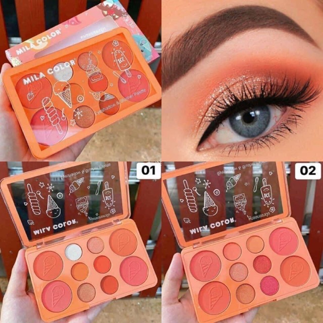 BẢNG phấn mắt,má hồng 10 ô Mila Color Ice Cream