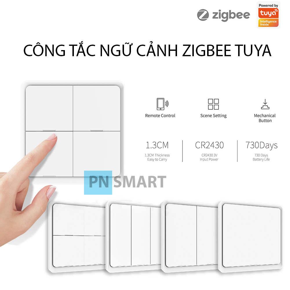 Công tắc ngữ cảnh tuya zigbee 4 nút dán tường znc1