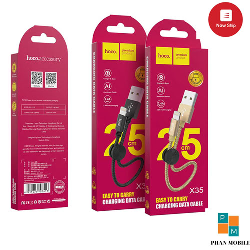 [Siêu Sale] Dây Sạc iPhone Hoco X35 dài 25cm - Full box( có tem check QR)