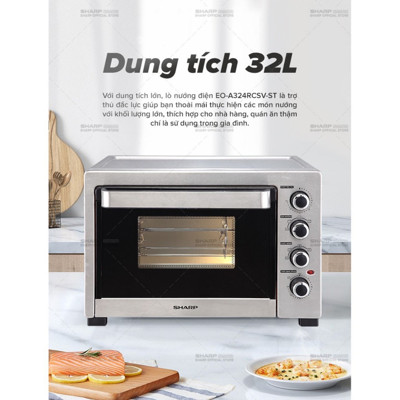 Lò nướng điện sharp eo-a324rcsv-st 32l bh 12 tháng