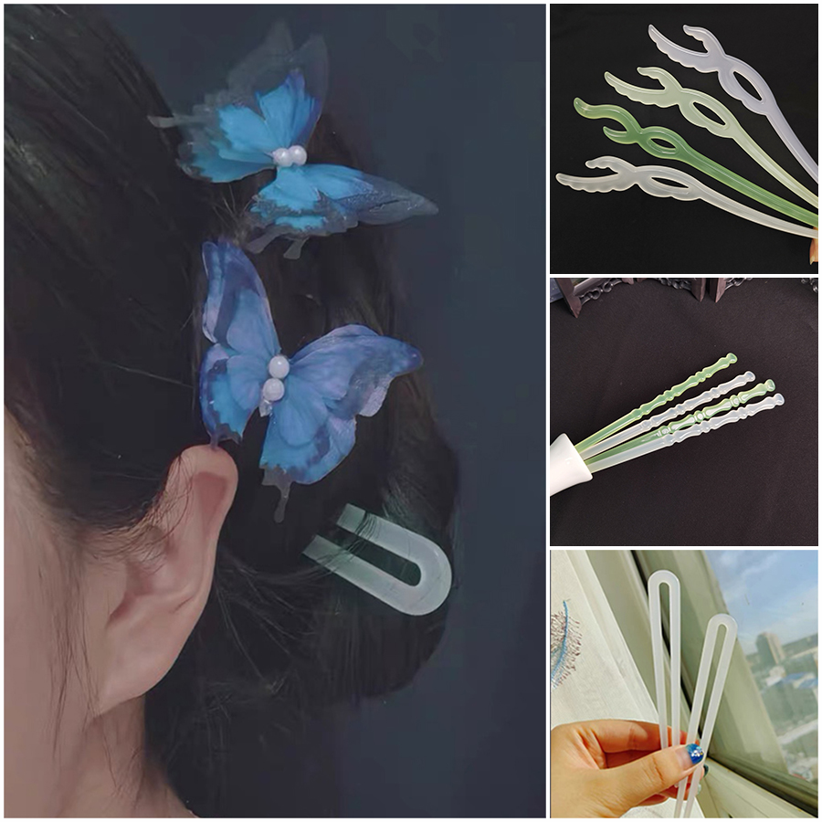 Trâm thẳng trâm U resin lên màu ngọc nguyên liệu làm trâm, làm trang sức cổ trang cosplay cổ phục việt phục