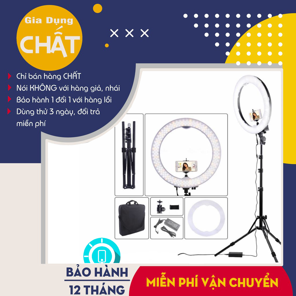 Bộ Đèn Led, đèn livestream trang điểm,chụp ảnh sản phẩm đa năng 3 chế độ 34cm.36cm.46cm màu siêu sáng hỗ trợ bán hàng (kèm chân đèn cao 2.1)