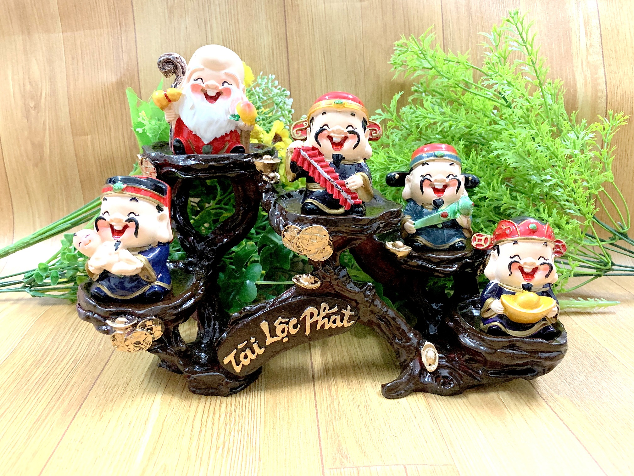 [HCM]Full set bộ 5 tương ngũ phúc lộc thọ thần tài kèm đế tượng Tài Lộc Phát