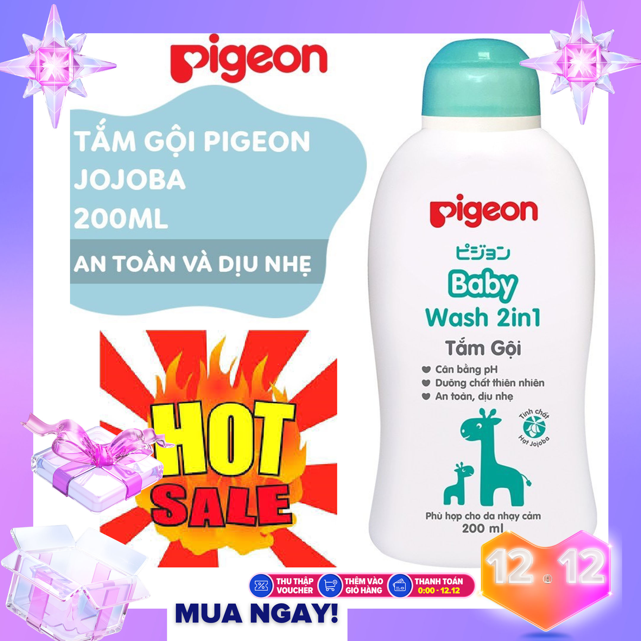 SỮA TẮM GỘI PIGEON JOJOBA 200 ml ( không Parapen) CHẤT LƯỢNG ĐẾN TỪ NHẬT BẢN