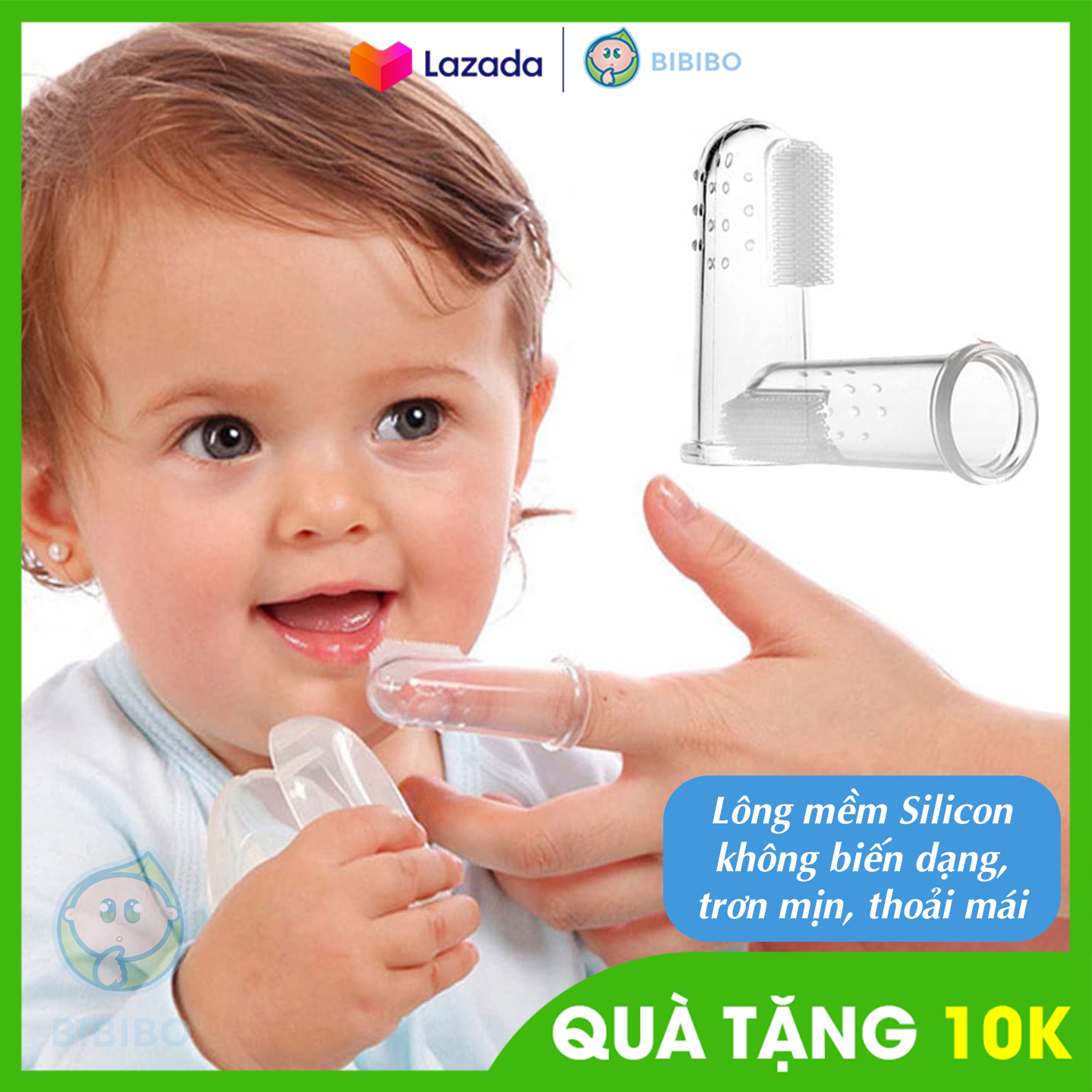 Bàn chải xỏ ngón silicone vệ sinh răng miệng cho bé, rơ lưỡi xỏ ngón silicone không gây đau miệng cho trẻ, bàn chải đánh răng silicone mát xa nướu lợi siêu mềm mại
