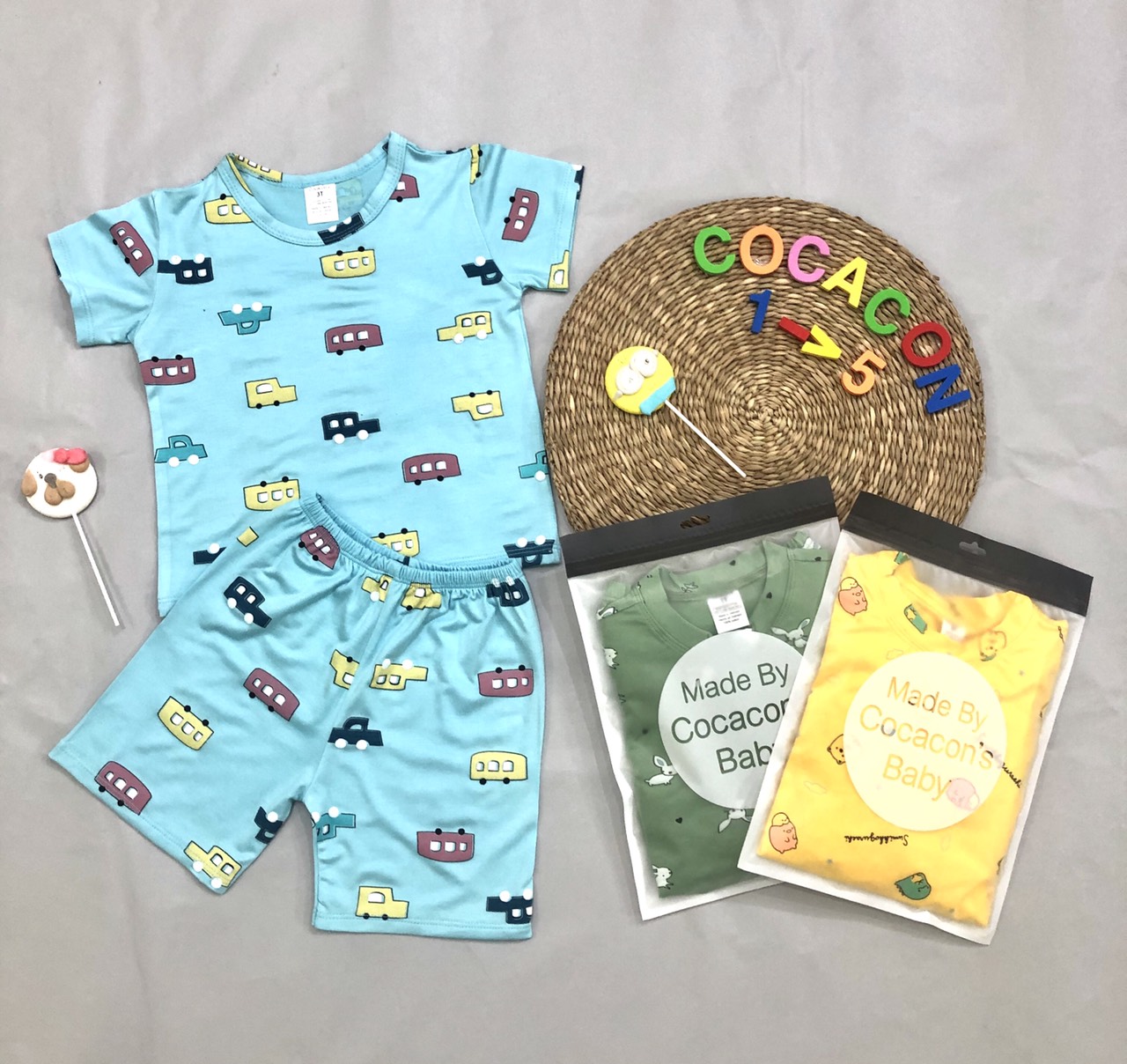 SET 3 Bộ ngắn thun lạnh mát cho bé trai / bé gái Cocacon's