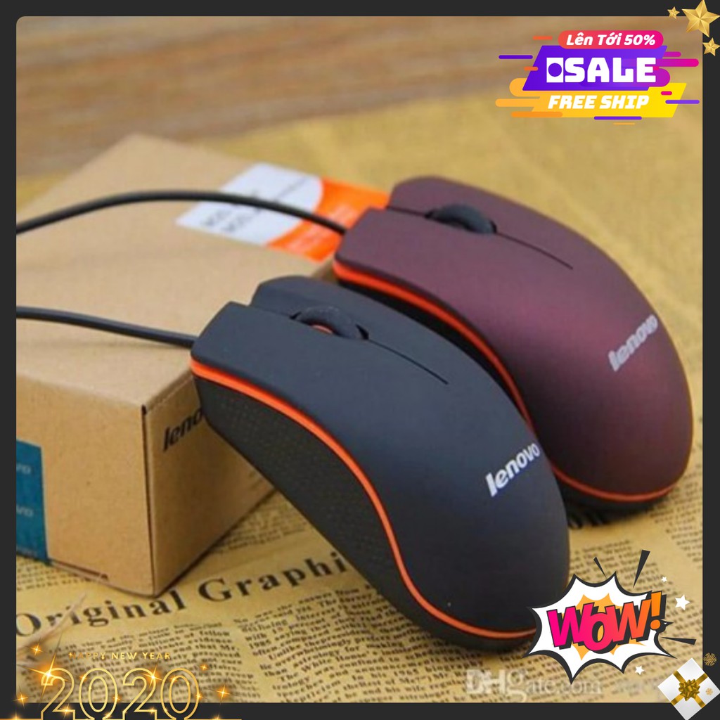 Chuột máy tính Lenovo Model M20, dây cắm USB, bề mặt chống bám mồ hôi