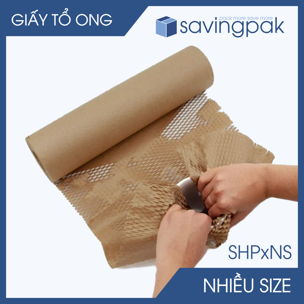 Cuộn giấy tổ ong kraft nâu chống sốc thay thế bóng khí xốp hơi đóng hàng - Nhiều size