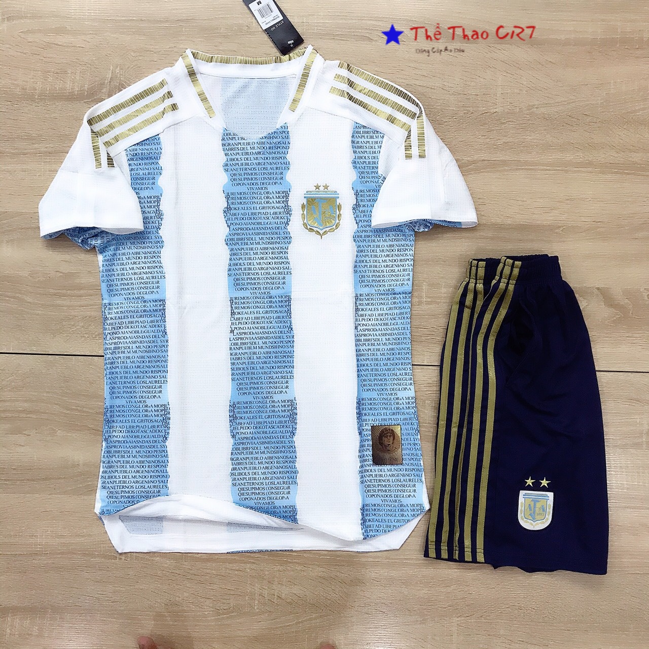 Áo bóng đá Đội Tuyển Argentina-MẪu sọc Xanh-Chất Polyester Thái Cao Cấp