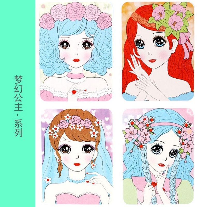 Bộ 4 Tranh Trang Điểm Công Chúa Kèm Son Cho Bé Giải Trí, Đa Dạng Mẫu Mã, Đồ Chơi Sáng Tạo - Ruby77