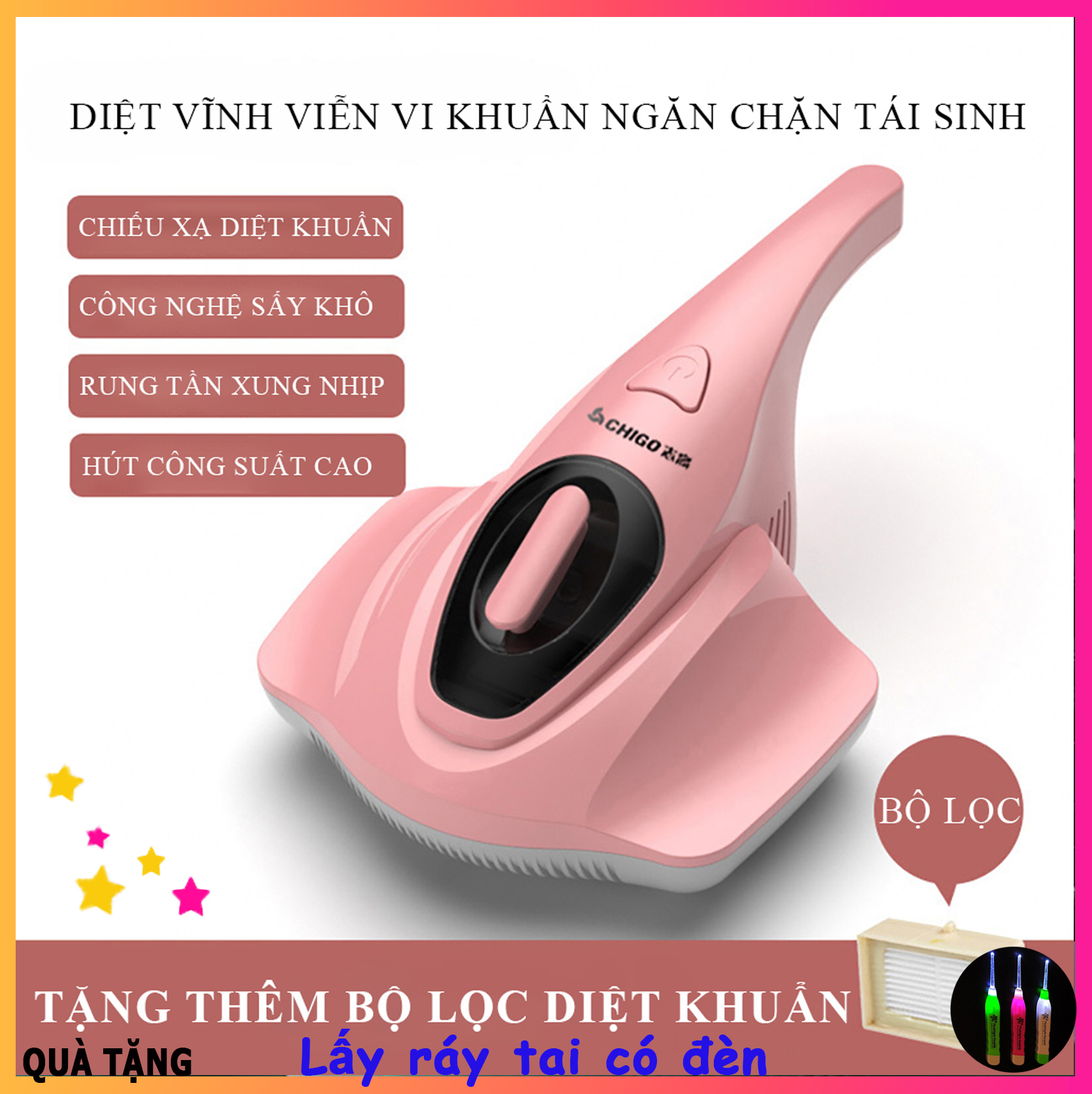 Máy hút bụi cầm tay, máy hút bụi diệt khuẩn tia UV hút bụi gối đệm giường, vệ sinh giường nệm đánh bay bụi bẩn Bảo hành 2 năm.