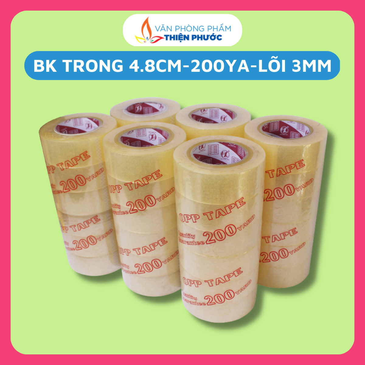 Băng keo trong 200yads 4.8cm dán thùng chống thấm độ dính 45mic thiện phước
