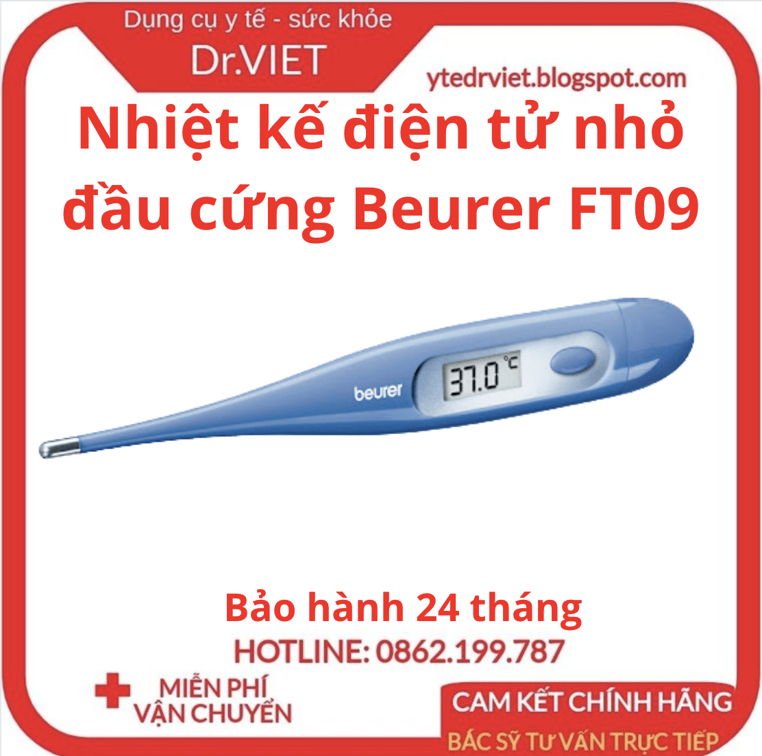 Mini electronic thermometer head hard Beurer FT09 main hãng