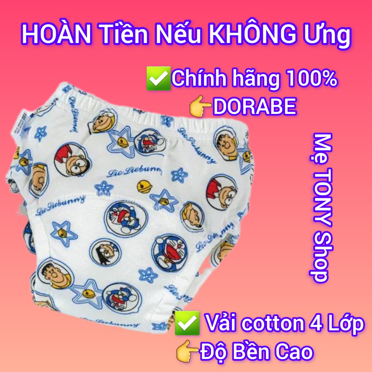 [Tặng KhẩuTrang 3D]Quần Bỏ Bỉm/Bỉm Vải DORABE CHÍNH HÃNG Cotton 100%(Đủ Size Cho Bé)