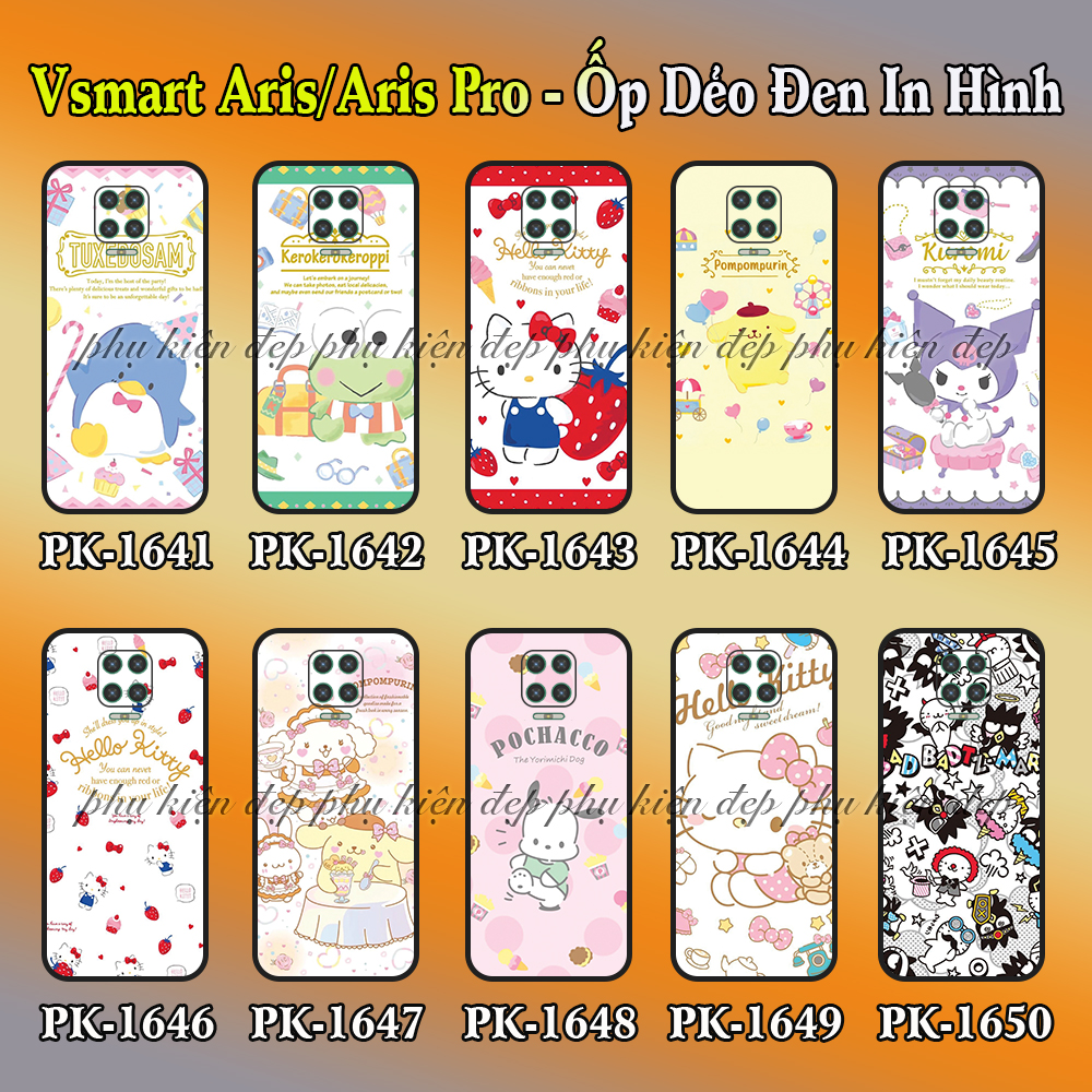 Ốp lưng Vsmart Aris/ Aris Pro dẻo đen in hình Hoạt Hình dễ thương