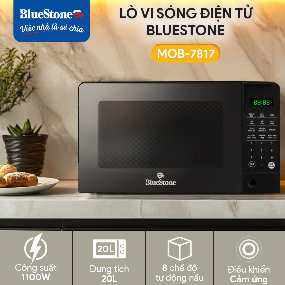 Lò Vi Sóng BlueStone MOB-7817 - 20 Lít - 1100W - Bảo hành 2 năm
