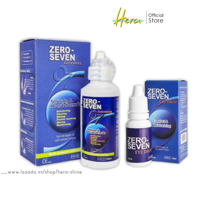 Nước ngâm lens nước nhỏ mắt lens zero seven hàn quốc cho tất cả kính áp tròng mềm