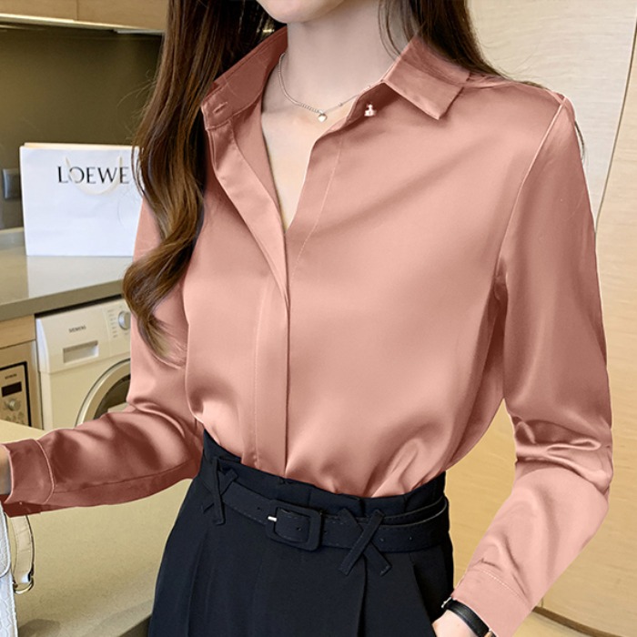 Áo Sơ Mi Lụa Satin Thiết Kế Phong Cách Châu Âu SM63 - Hàng Quảng Châu Cao Cấp.