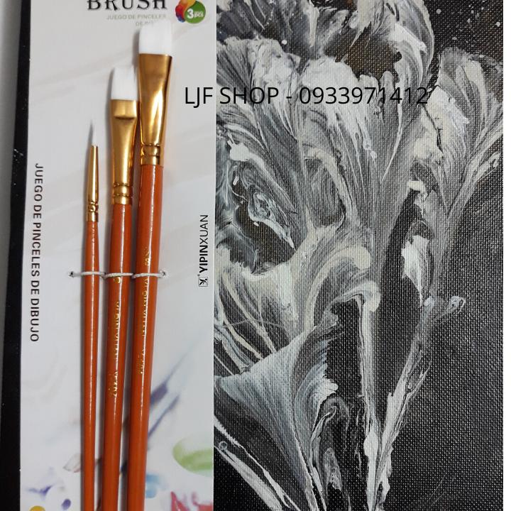 [HCM]Bộ 3 Cọ Vẽ Màu Nước Acrylic Dầu YIPINXUAN Đầu Cọ Trắng