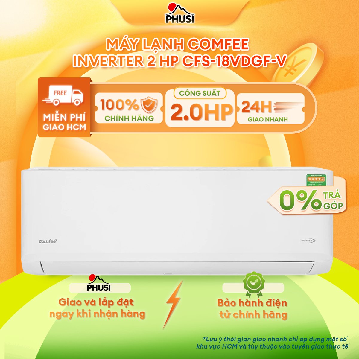 [CFS-18VDGF-V] Máy lạnh Comfee Inverter 2 HP CFS-18VDGF-V - Hàng Chính Hãng - [Hỗ trợ giao tỉnh]