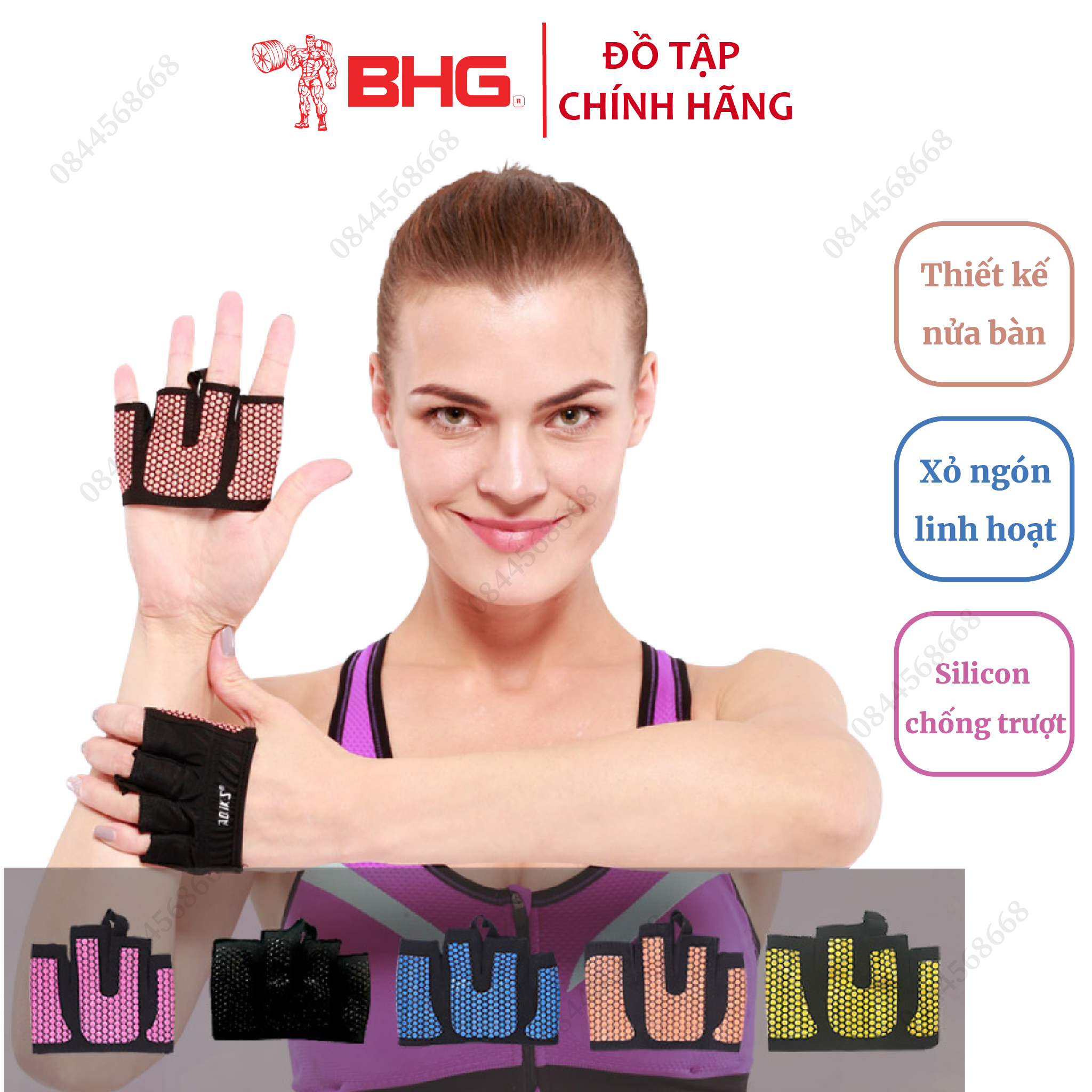 Găng tay tập gym 4 ngón, găng tay nửa bàn aolikes