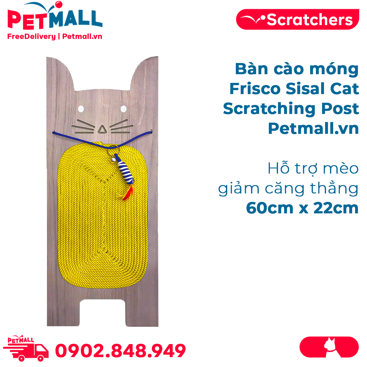 Bàn cào móng Frisco Sisal Cat Scratching Post 60cm x 22cm Petmall