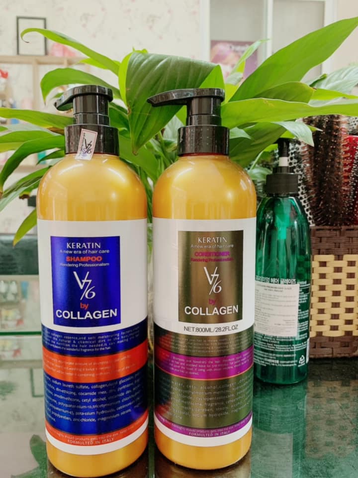 Cặp gội xả collagen và keratin kích thích mọc tóc, phục hồi tóc hư tổn-v76 500ml