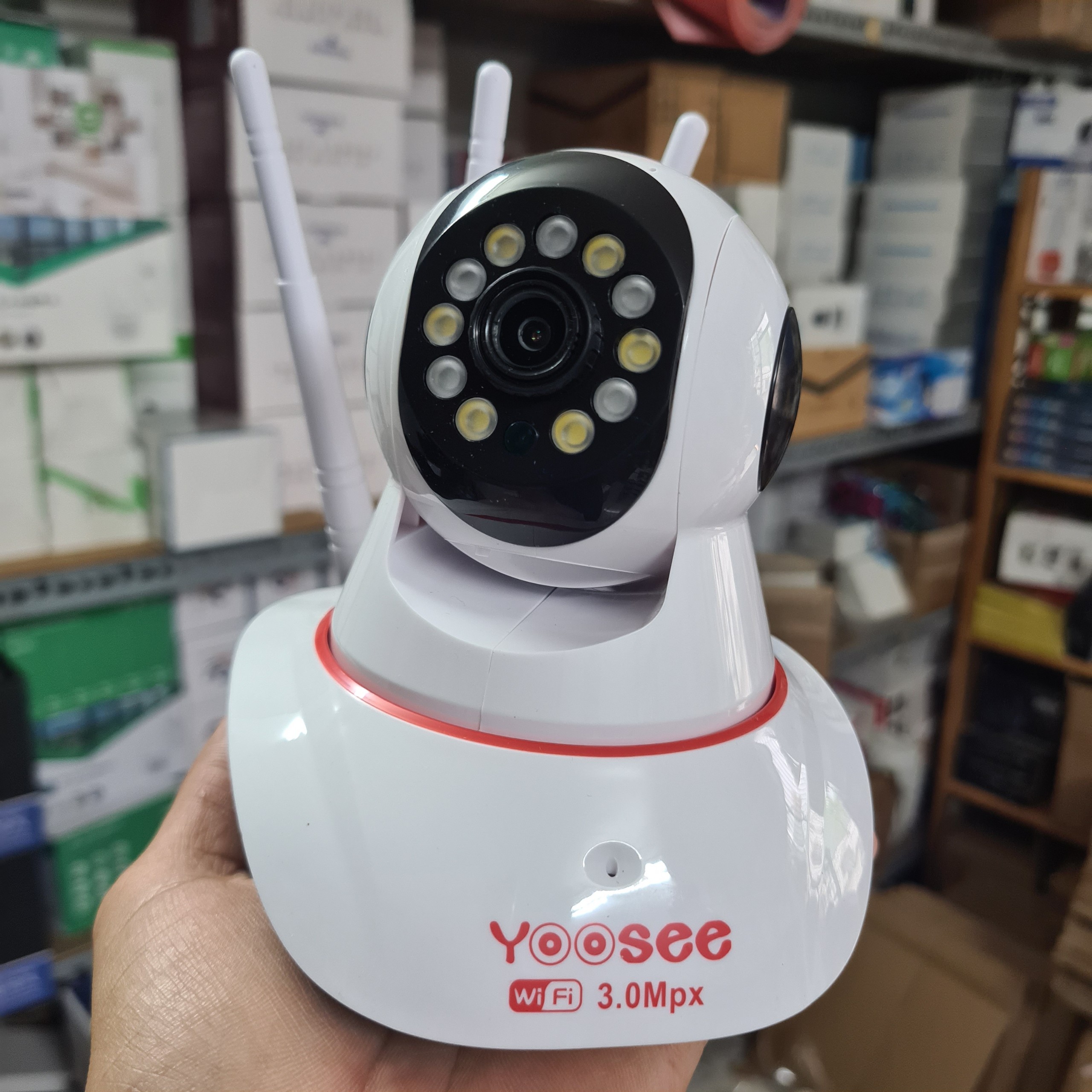 CAMERA YOOSEE Camera 360 độ IP WIFI 3 RÂU 11 led logo 5.0Mps - QUAY ĐÊM CÓ MÀU - Xoay 360 độ - Báo động chống trộm